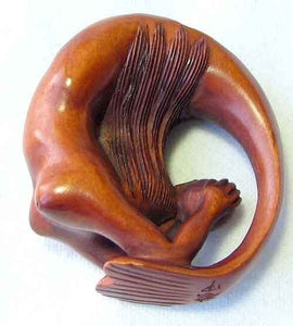 Mermaid Hand Carved Signed Boxwood Carving - PremiumBead Alternate Image 2