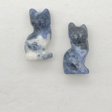 Load image into Gallery viewer, Adorable! 2 Sodalite Sitting Carved Cat Beads | 21x14x10mm | Blue white