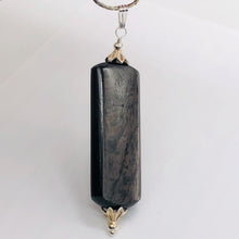 Load image into Gallery viewer, Hypersthene, Flat Rounded Rectangle Dangle Pendant| 2 1/2 ' Long | Black/Silver|