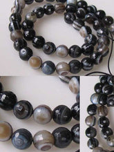 Load image into Gallery viewer, Black and White Sardonyx Faceted 7.5mm Round "Eye" Bead Strand 110275 - PremiumBead Alternate Image 3