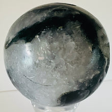 Load image into Gallery viewer, Moss Agate Druzy Quartz Crystal Meditation Sphere | 62mm | Green/White | 1 |
