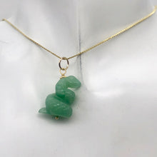 Load image into Gallery viewer, Aventurine Snake Pendant Necklace | Semi Precious Stone Jewelry | 14k Pendant