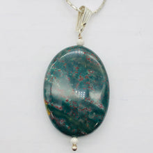 Load image into Gallery viewer, Rare Bloodstone Sterling Silver Oval Pendant with Quartz Crystal | 2" Long |