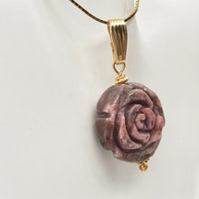 Load image into Gallery viewer, Pretty in Pink! Rhodonite Rose and 14K Gold FilledPendant | 20mm | 1.5" Long - PremiumBead Alternate Image 6