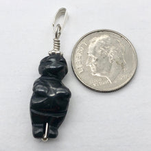 Load image into Gallery viewer, Hand Carved Hematite Goddess of Willendorf Sterling Silver Pendant| 1 1/2" long| - PremiumBead Alternate Image 4