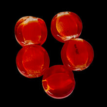 Load image into Gallery viewer, 5 Focal Flame Red Lampwork Glass Silver Foil Beads 8642