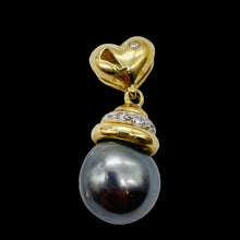 Load image into Gallery viewer, South Sea Pearl 14K Gold Drop Pendant | 1" Long | Gray | 1 Pendant |