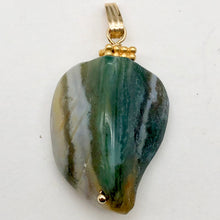 Load image into Gallery viewer, Ocean Jasper Carved Autumn Leaf Bead 14K Gold Filled Pendant | 1 3/4" Long |