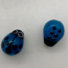 Load image into Gallery viewer, Hand Made Glass Lampwork Lady Bug Beads | 14x10mm | Blue | Oval | 5 Beads | - PremiumBead Alternate Image 4