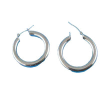 Load image into Gallery viewer, Sleek! Sterling Silver Hinged 29mm Hoop Earrings 9771