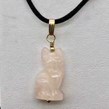 Load image into Gallery viewer, Rose Quartz Kitty Cat Pendant Necklace|Semi Precious Stone Jewelry|14k Pendant