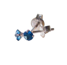 Load image into Gallery viewer, December 3mm Created Blue Zircon &amp; 925 Sterling Silver Stud Earrings 10146L
