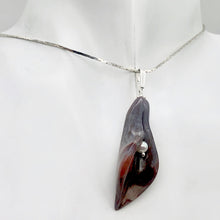 Load image into Gallery viewer, Lily! Fancy Jasper Carved Flower Sterling Silver Pendant | 2" Long | Purple |