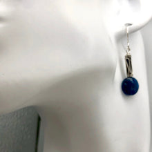 Load image into Gallery viewer, Dazzle Blue Apatite 10mm Coin Sterling Silver Earrings | 1 1/2 Inch Drop |
