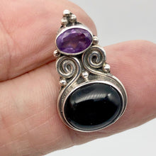 Load image into Gallery viewer, Stunning! ~Onyx & Amethyst Sterling Silver Pendant! - PremiumBead Alternate Image 3
