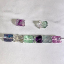 Load image into Gallery viewer, Premium Carved Tube Fluorite Beads | 2 Beads | 10x8mm | Purple/Blue/Green/Clear - PremiumBead Alternate Image 3