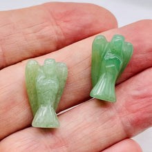 Load image into Gallery viewer, 2 Loving Hand Carved Green Aventurine Guardian Angels 9284AV | 21x14x8mm | Green