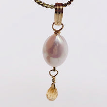 Load image into Gallery viewer, Pearl Topaz 14K Gold Filled Drop/Dangle Pendant | 1 1/4" Long | White/Pink | 1 |