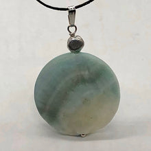Load image into Gallery viewer, Wavy! One Aqua Green Hemimorphite Disc Sterling Silver Pendant | 1 3/4" long |