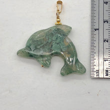 Load image into Gallery viewer, Moss Agate Dolphin 14K Gold Filled Pendant | 1 1/2" Long | Green | 1 Pendant |