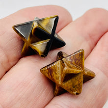 Load image into Gallery viewer, Kabbalah 2 Carved Tigereye Merkabah Star Beads 009288TE