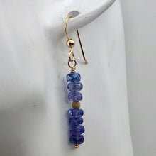 Load image into Gallery viewer, Tanzanite Faceted Roundel Bead 14K Gold Filled Earrings| 1.5" Long|Bluish Violet