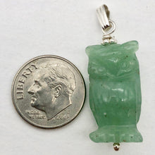 Load image into Gallery viewer, Aventurine Owl Pendant Necklace | Semi Precious Stone Jewelry | Silver Pendant - PremiumBead Alternate Image 7