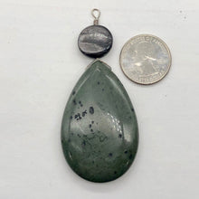 Load image into Gallery viewer, Hypersthene Tsunami Stone Briolette Sterling Silver Pendant| 3"| Green, Silvery|