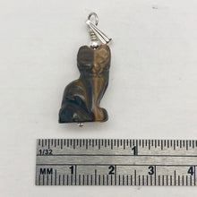Load image into Gallery viewer, Adorable! Hand Carved Tigereye Cat Sterling Silver Pendant - PremiumBead Alternate Image 2