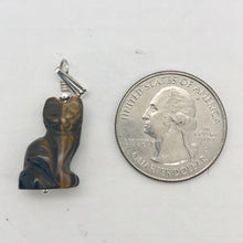 Load image into Gallery viewer, Adorable! Hand Carved Tigereye Cat Sterling Silver Pendant - PremiumBead Alternate Image 3