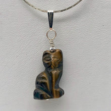 Load image into Gallery viewer, Adorable! Hand Carved Tigereye Cat Sterling Silver Pendant - PremiumBead Alternate Image 4