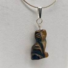 Load image into Gallery viewer, Adorable! Hand Carved Tigereye Cat Sterling Silver Pendant - PremiumBead Alternate Image 5