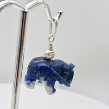 Load image into Gallery viewer, Hand Carved Sodalite Elephant Sterling Silver Pendant | 21x16x8mm| 1 1/4" long| - PremiumBead Primary Image 1