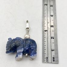 Load image into Gallery viewer, Hand Carved Sodalite Elephant Sterling Silver Pendant | 21x16x8mm| 1 1/4" long| - PremiumBead Alternate Image 5