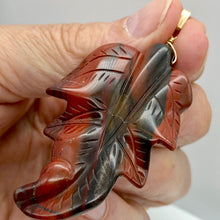 Load image into Gallery viewer, Carved Brecciated Jasper Leaf & 14Kgf Pendant 509416B - PremiumBead Alternate Image 4