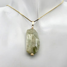 Load image into Gallery viewer, Chatoyant Green Hiddenite Kunzite Crystal 14K Gold Filled Pendant | 1 7/8" |