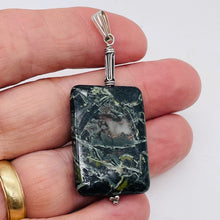 Load image into Gallery viewer, Tsunami Stone Sterling Silver Rectangle Pendant | 35x25x7.5mm | Green White |