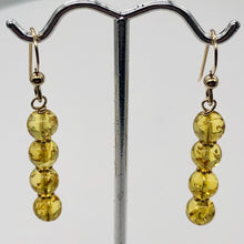 Load image into Gallery viewer, Amber 4 Bead 14K Gold Filled Drop/Dangle Earrings | 2" Long | Yellow | 1 Pair |