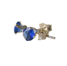 Load image into Gallery viewer, September! 4mm Created Blue Sapphire &amp; 925 Sterling Silver Stud Earrings 10150I
