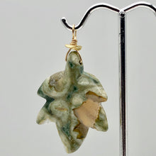 Load image into Gallery viewer, Ryolite RainForest Jasper Leaf 14K Gold Filled| 1.75 |Green/White/Gold|1 Pendant