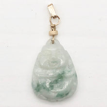 Load image into Gallery viewer, Hand Carved Green/White Jade Buddha Pendant with 14kgf Findings | 1 5/8" Long |
