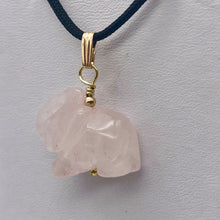 Load image into Gallery viewer, Trumpeting Rose Quartz Elephant Pendant Necklace | Animal Jewelry | 14K Pendant