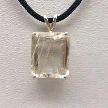 Load image into Gallery viewer, Shimmer! Emerald Cut 15x12mm Rutilated Quartz and Sterling Silver Pendant 10550 - PremiumBead Alternate Image 11