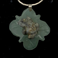Load image into Gallery viewer, Ribbit 1 Lapis Frog On Aventurine Lily pad Pendant | 28x28.5x11mm | Blue