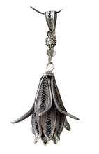 Load image into Gallery viewer, Fab Delicate Silver Filigree Bell Flower Pendant 5788