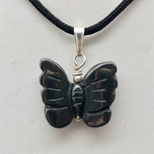 Load image into Gallery viewer, Flutter Carved Hematite Butterfly and Sterling Silver Pendant 509256HMS - PremiumBead Alternate Image 4