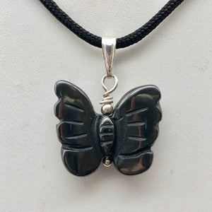 Flutter Carved Hematite Butterfly and Sterling Silver Pendant 509256HMS - PremiumBead Alternate Image 4
