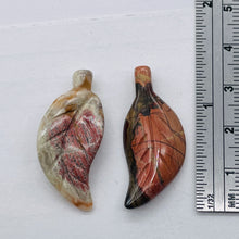 Load image into Gallery viewer, 2 Red Brecciated Jasper Carved Leaf Beads 8944