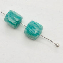 Load image into Gallery viewer, Amazonite Stone Cube | 8x8mm | Blue White | 2 Bead(s)