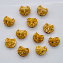 Load image into Gallery viewer, Cozy 2 Hand Carved Kitty Cat 11x13x6mm Pendant Beads 8631A